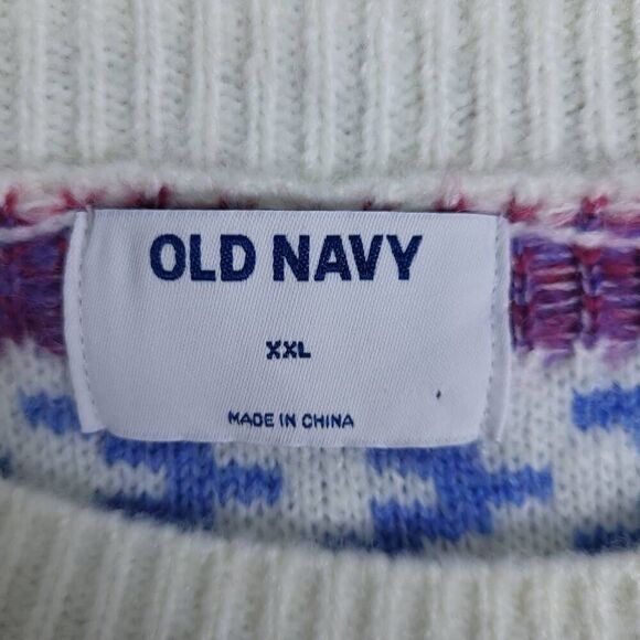 Old Navy Womens Fair Isle Wool Sweater Plus Size XXL Multicolor Snowflake Cozy - Picture 3 of 6